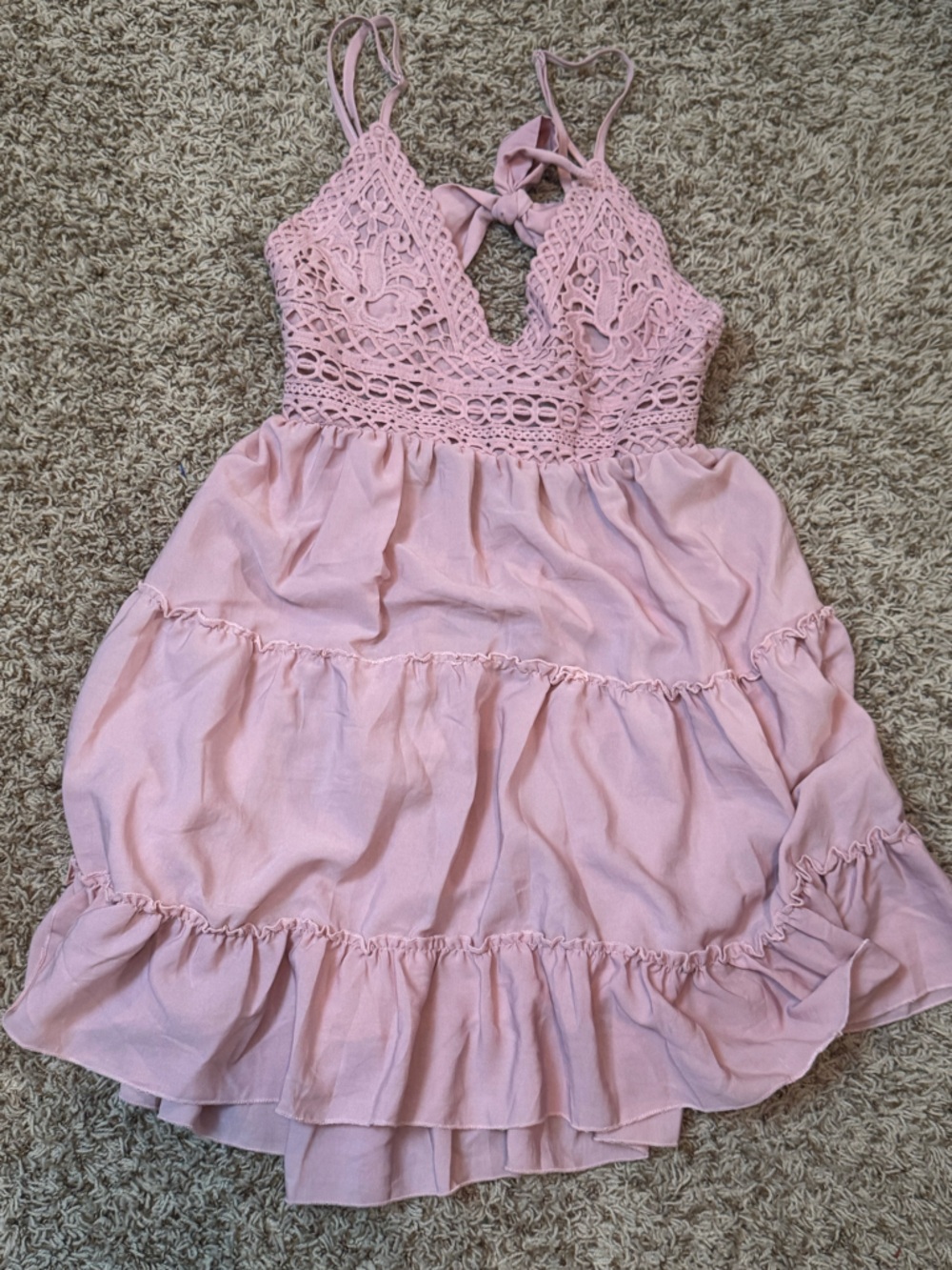 Juniors Lace Bodice Pink Sundress